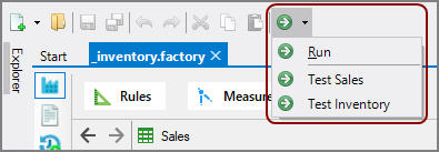 Measure Factory Run button