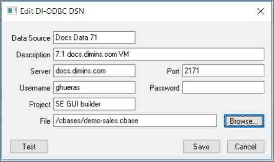 Sample DSN for DI-ODBC