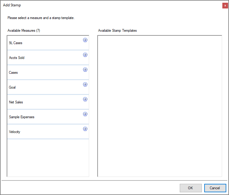 Example of a stamp area dialog box in DiveTab.