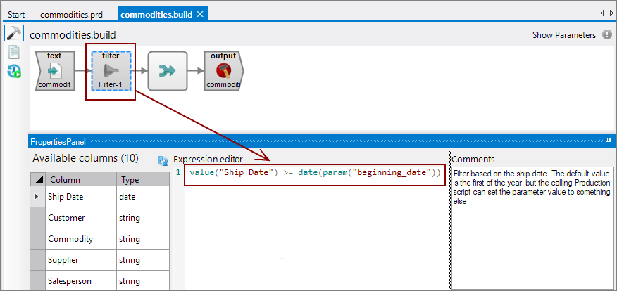 Spectre Build Parameterized Filter