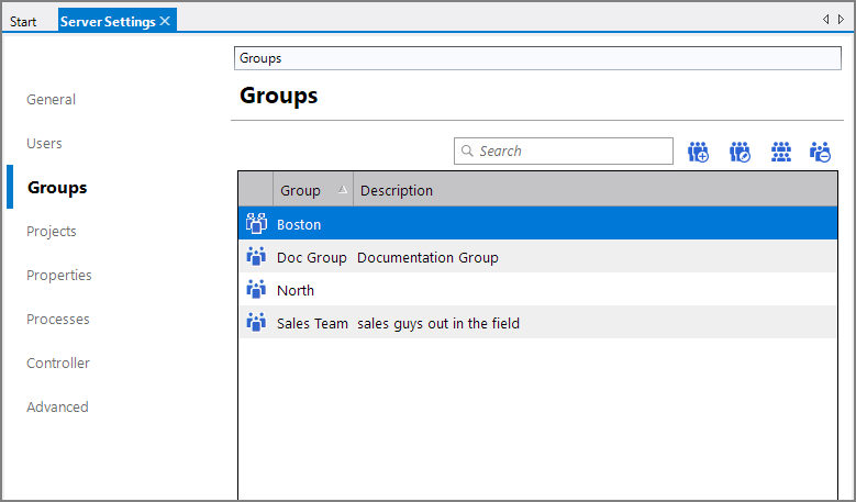 Server Settings Groups Tab