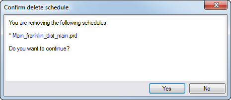 Confirm delete schedule dialog box