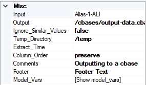 Example of VI cBase output object attributes