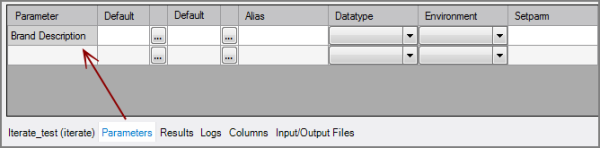 Example of VI script parameters tab populated by choices in Iterate output object