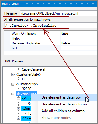 VI XML XPath Expression from context cmd