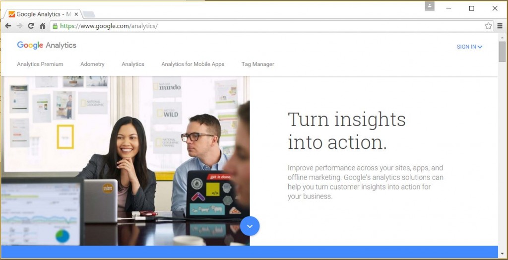 Google Analytics home page