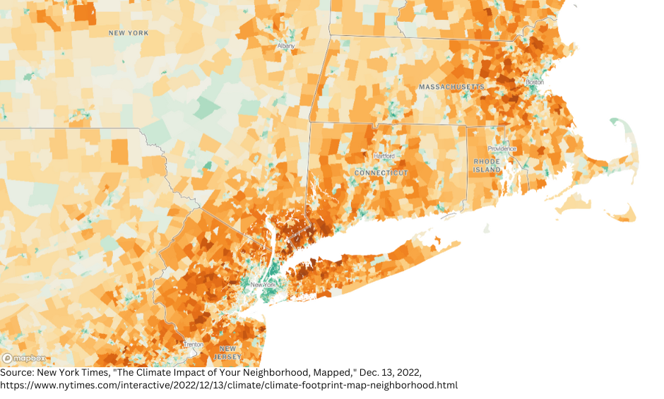 Heat map of New York City and surrounding states